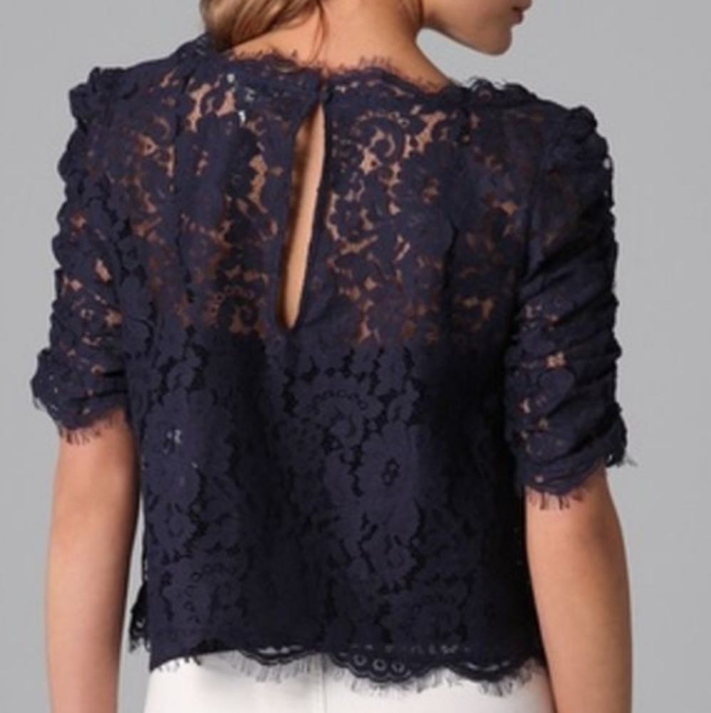 Joie Fanny Lace Blouse Blue Scalloped Edge Top Women's Small - Picture 2 of 4